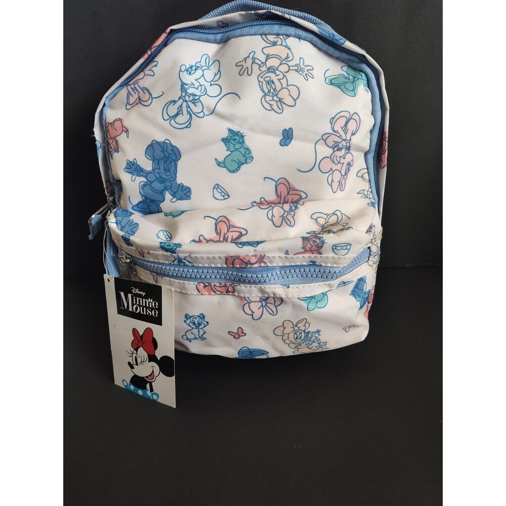 Disney Minnie Mouse Nylon  Mini Backpack NWT Figaro Cat Sketch Pastel Blue Purse